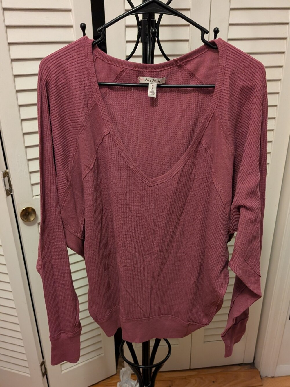 Free People Mauve Waffle Knit Top Size Medium